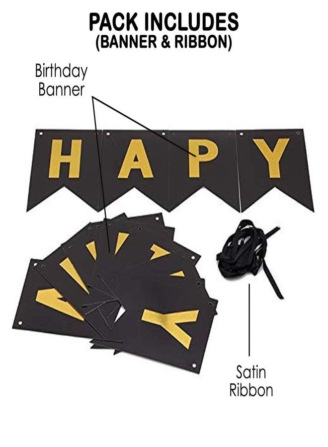 Luxaar Happy Birthday Banner Decoration for Birthday Celebration for All Age People with tag (Black) - Image 4